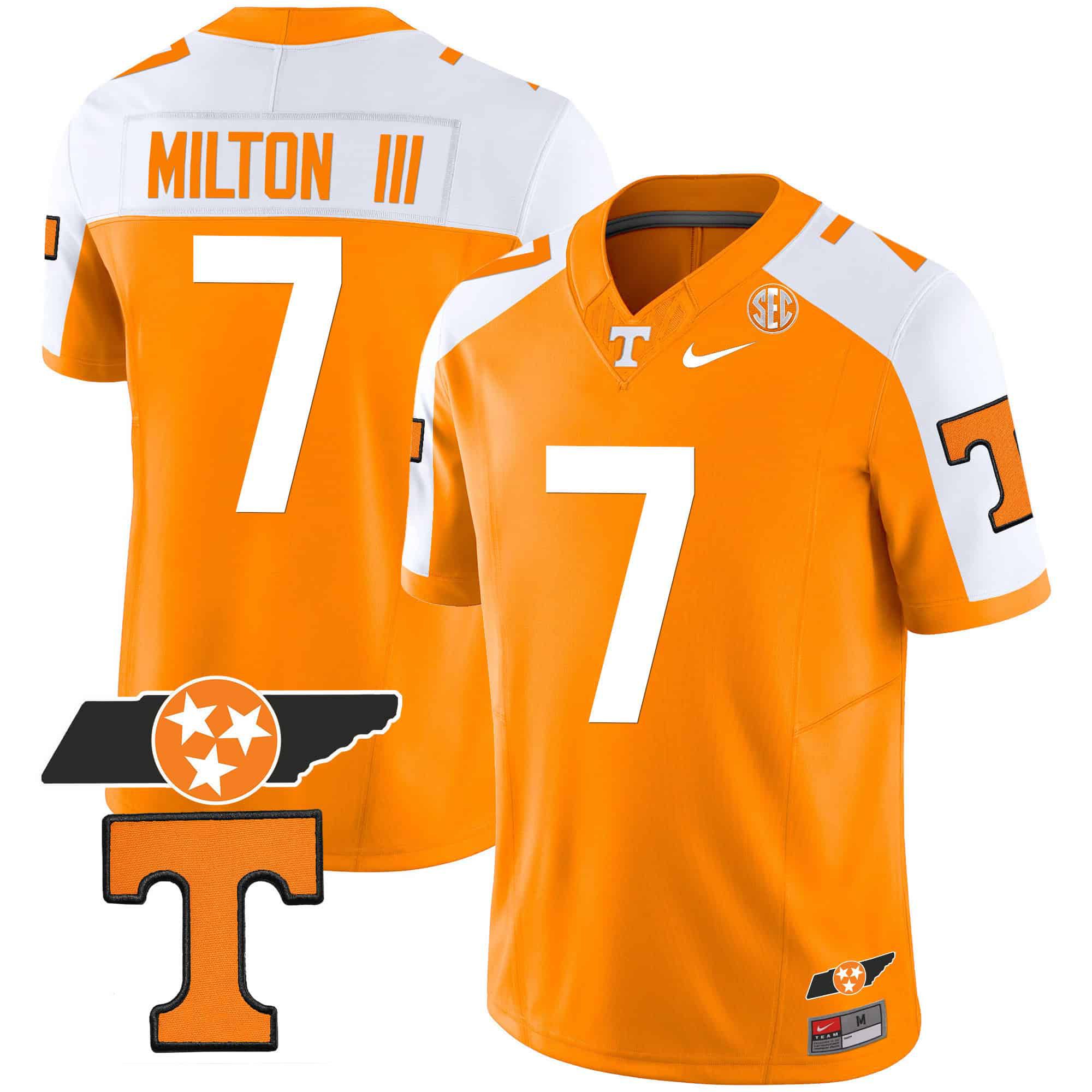 Men Tennessee Volunteers #7 Milton ii Orange 2024 Nike Checkerboard & Alternate NCAA Jersey style 1